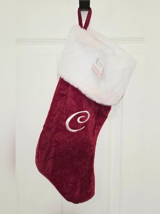 Publix Other - Monogram Initial "C" Christmas Red Stocking with White Fluffy Trim 20" NWT